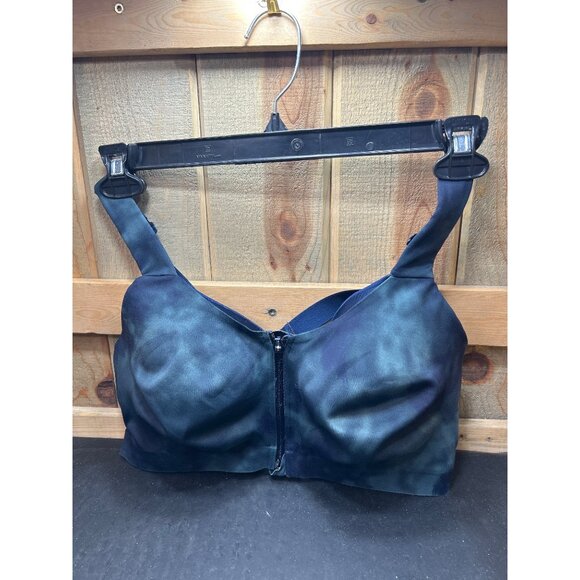 Knockout Womens Front-Zip Sports Bra 36DDD Tie-Dye Blue Adjustable Straps - Picture 1 of 9